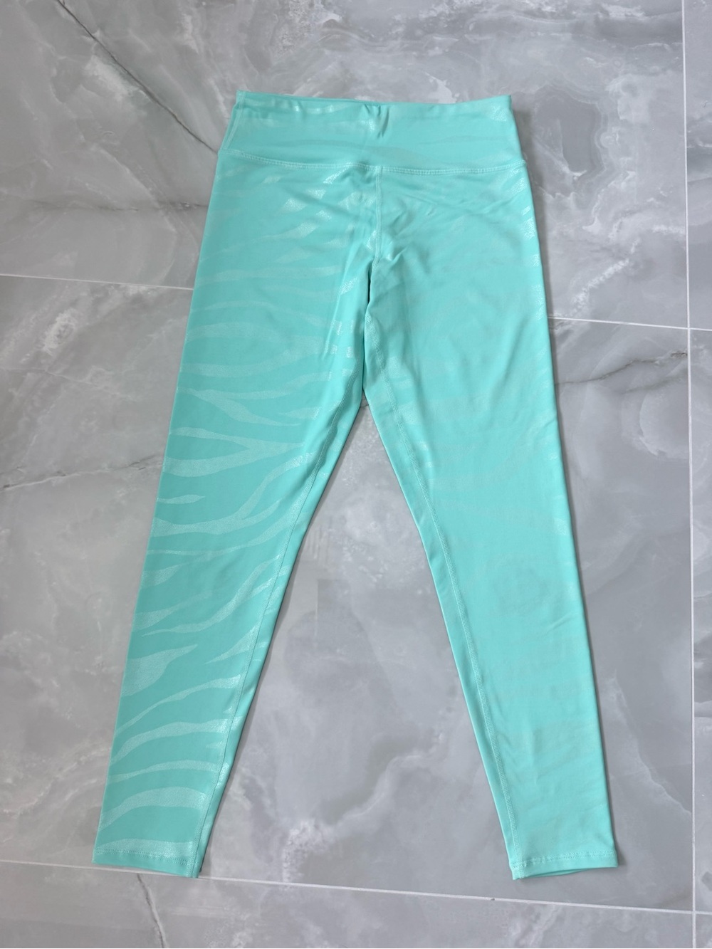 $110 Eleven by Venus Williams turquoise blue green shiny zebra leggings small